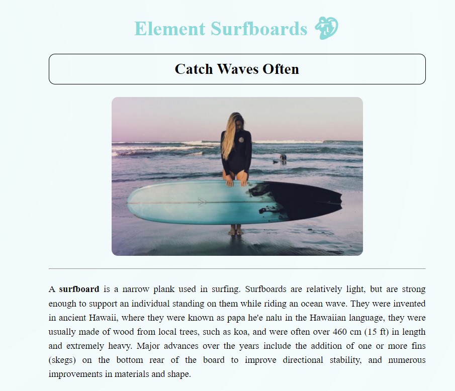 My Surfboard Webpage